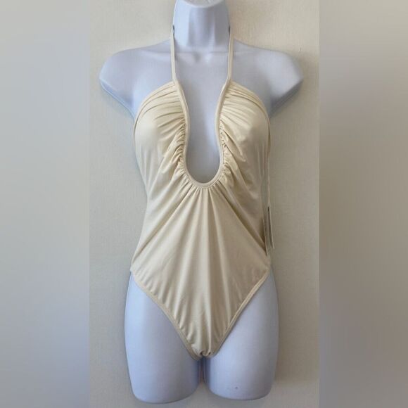NWT Good American Plus Size Leilani Ivory One Piece Halter Swimsuit - Size 7/4XL - Picture 8 of 10